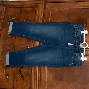 NWT Loft Outlet blue denim crop petite size 8P